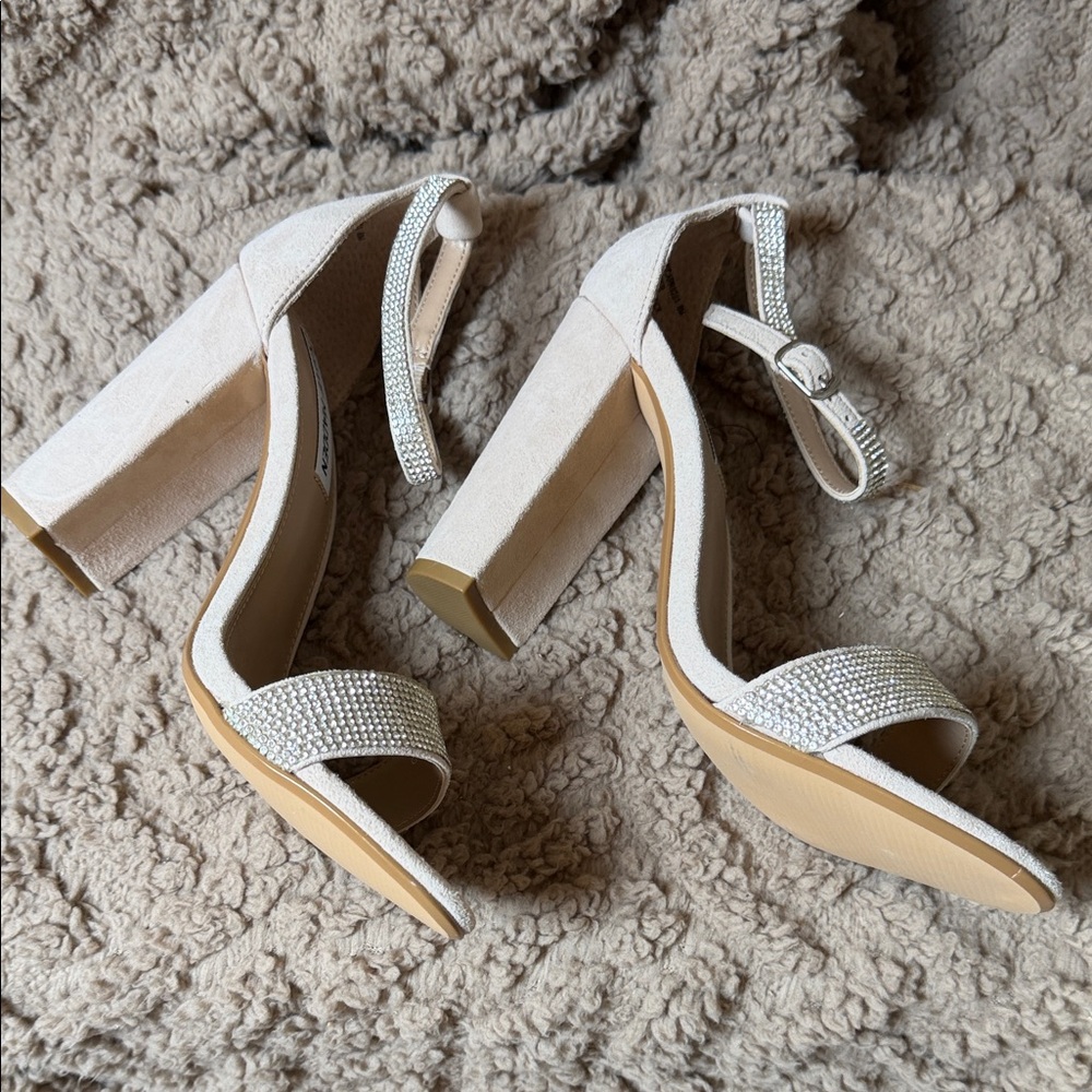Steve Madden Cream Rhinestone Heels - Picture 8 of 13